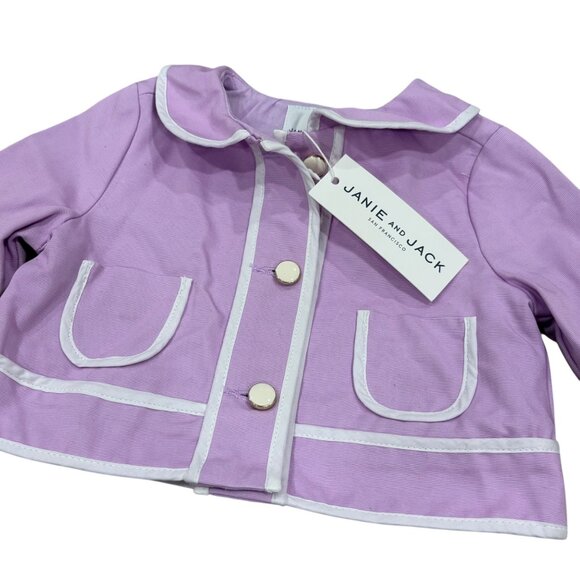 Janie And Jack Baby Girls Lilac Jacket With Pockets & Button Detail NWT 12-18 Mo - Picture 2 of 5